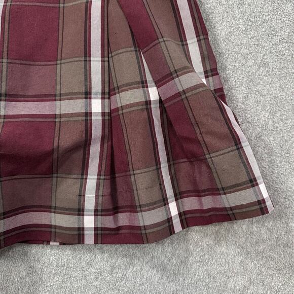 Dennis Uniform Girl's Plaid Jumper Dress #1113 Size G7 Burgundy School Pleated - Picture 6 of 6